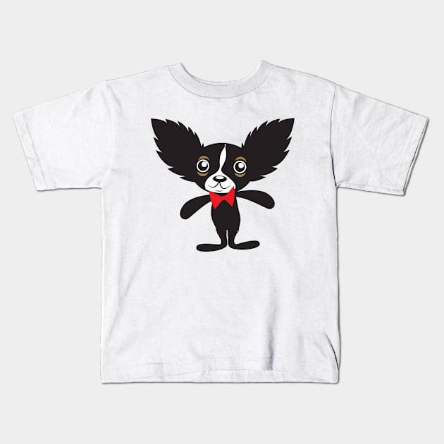 Chihuahua Hola Rico wearing bowtie jagged hair Kids T-Shirt by mort13